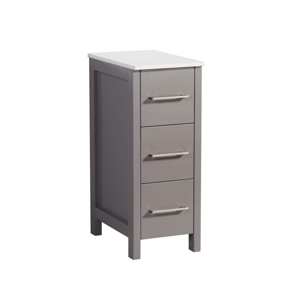 Vanity Art 12 in W x 185 in D x 30 in H Bath Vanity Side Cabinet in Grey with Engineered Marble Top