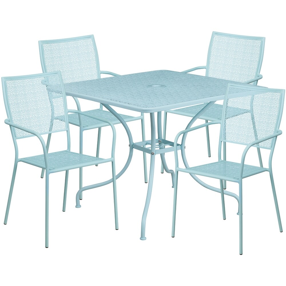 Steel 5 piece 35.5 inch Square Indoor Outdoor Dining Set