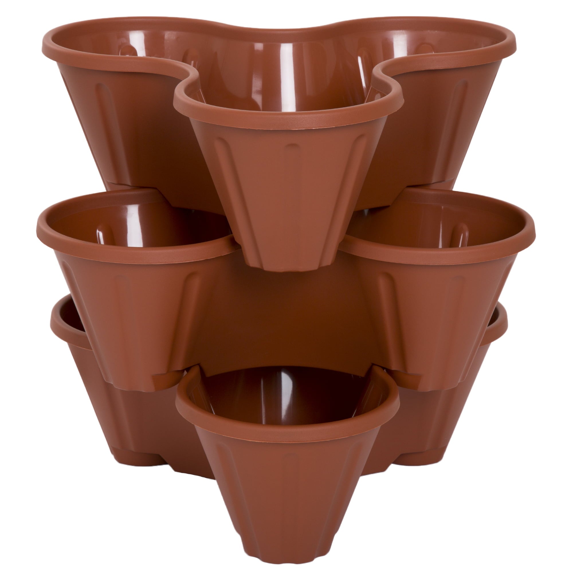 Stacking Flower Pot Tower- Space Saving Set of 3 Indoor Outdoor Vertical Stackable Plastic Herb and Flower Planters by Pure Garden