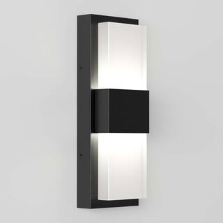 Artika Mazza Black Modern Integrated LED Outdoor Hardwired Garage and Porch Light Lantern Sconce OUT-MF-CMB