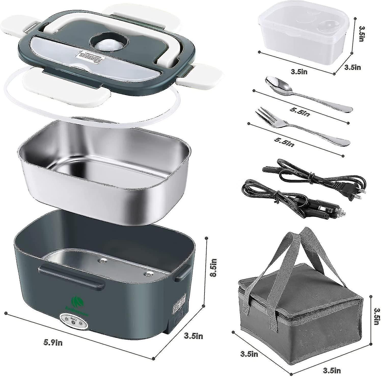 Electric Lunch Box 3 In 1 For Car/truck And Office， Portable Heater 220v and 12v 24v 40w Stainless Steel Food Heater 1.0