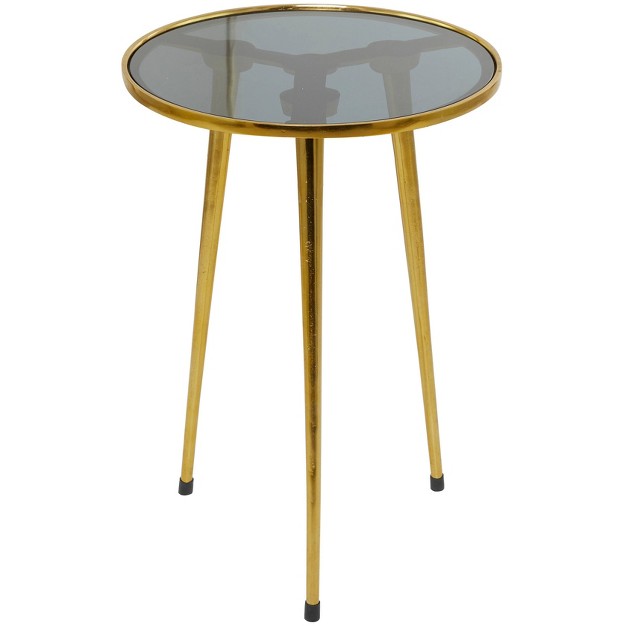 Contemporary Aluminum With Tripod Legs Accent Table Gold Olivia amp May