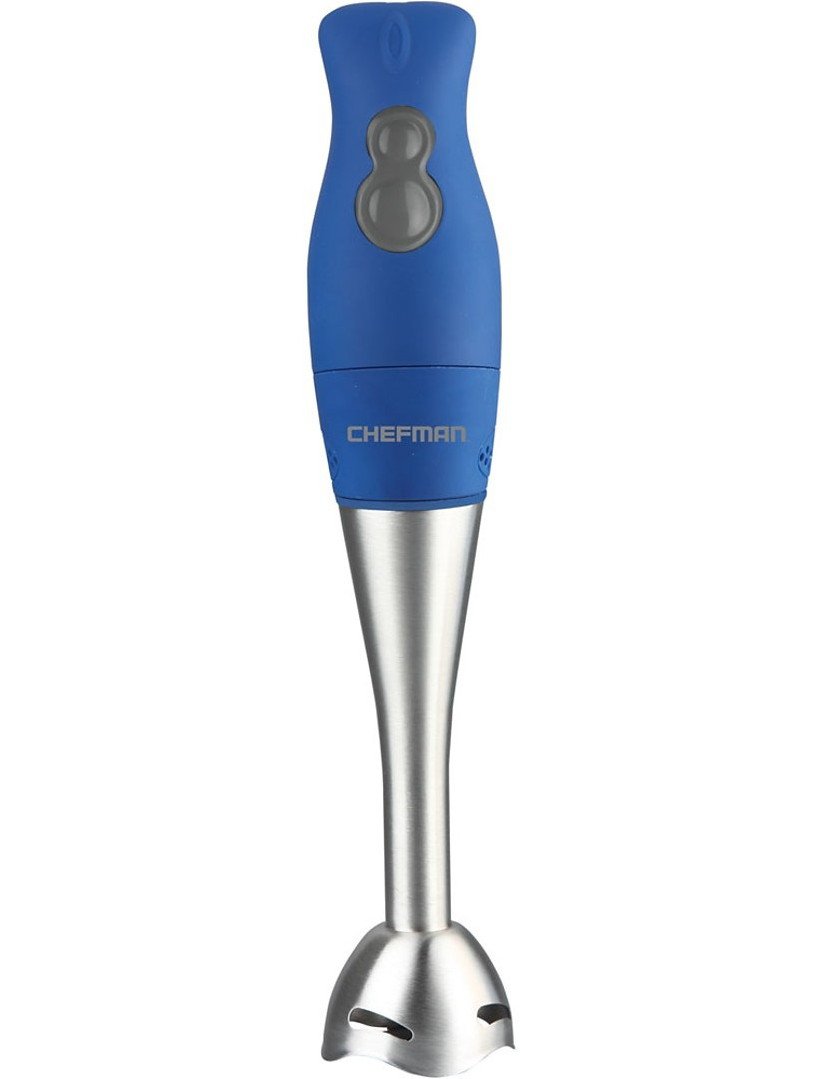 Chefman Hand Blender Immersion 2 Speed 200 Watt Motor RJ10 Blue with Bonus Measuring Cup