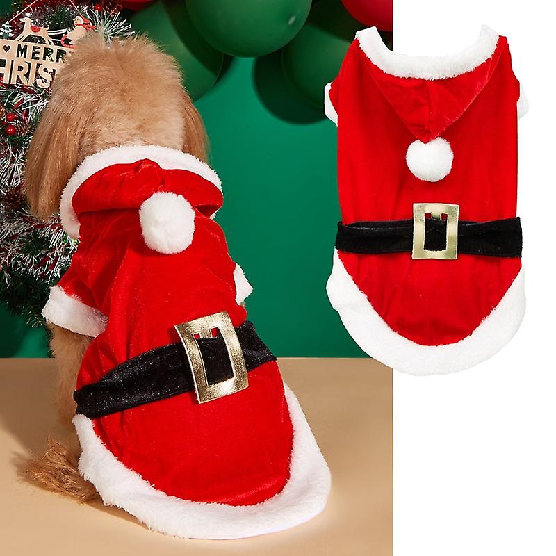 Santa Dog Costume Christmas Pet Clothes Winter Hoodie Coat For Dog Clothing Chihuahua Yorkshire Poodle (l)