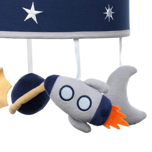 Lambs amp Ivy Milky Way Musical Baby Crib Mobile Blue navy gray Space Theme