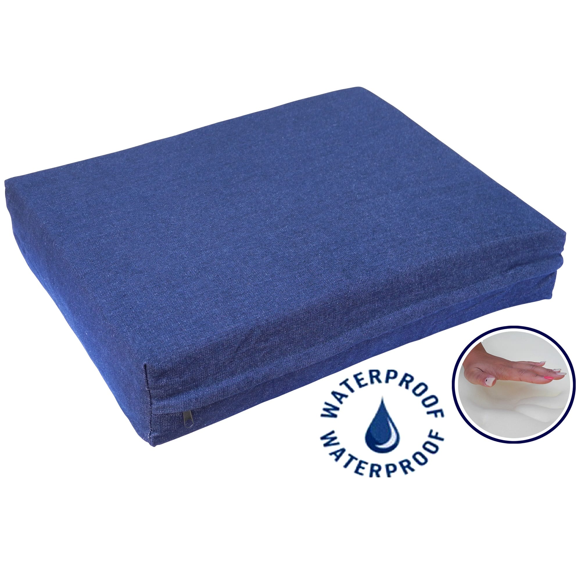 Go Pet Club Solid Memory Foam Blue Dog Bed with Waterproof Cover， 20