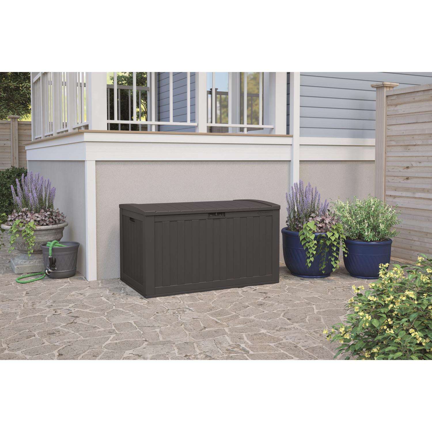 Suncast 55 in. W X 28 in. D Gray Plastic Deck Box 134 gal