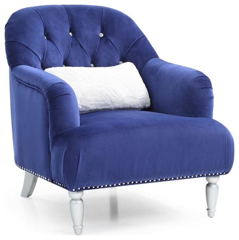 Glory Furniture Jewel Velvet Chair in Blue   Traditional   Armchairs And Accent Chairs   by Homesquare  Houzz