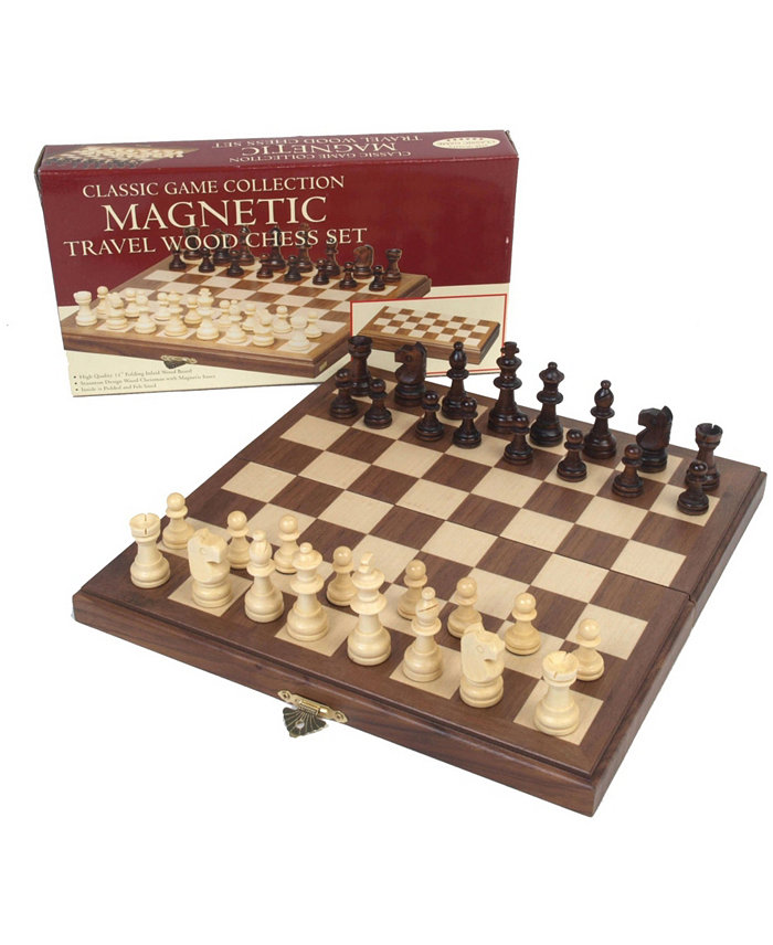 John N. Hansen Co. Travel Magnetic Walnut Chess Set