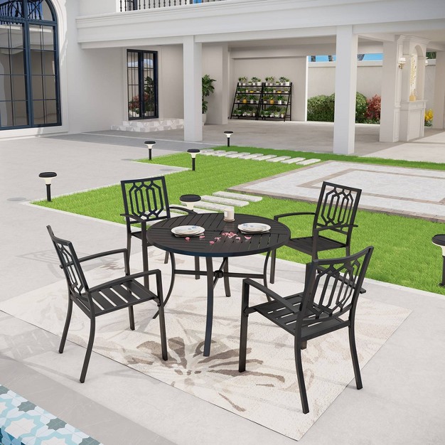 Outdoor Stainless Steel Round Dining Table Captiva Designs