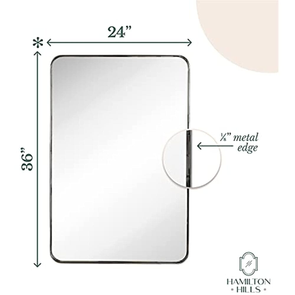 Contemporary Polished Metal Wall Mirror | Glass Panel Silver Framed (24