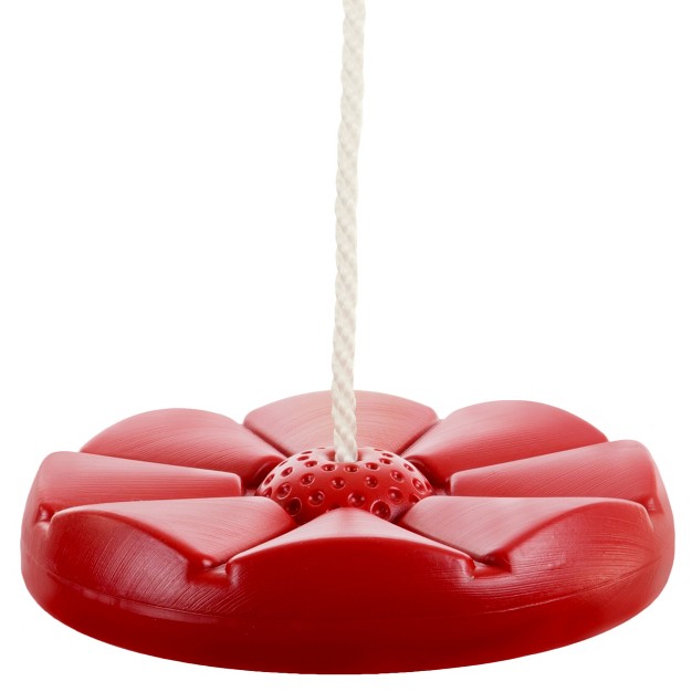 Toy Time Disc Swing Outdoor Plastic Round Seat With Adjustable Nylon Hanging Rope Red