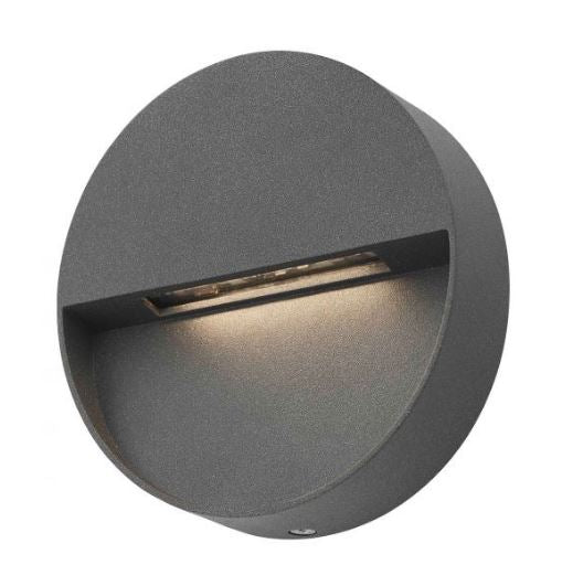 DAR UGO2139 Ugo LED Anthracite Outdoor Round Eyelid Flush Wall Light 12cm