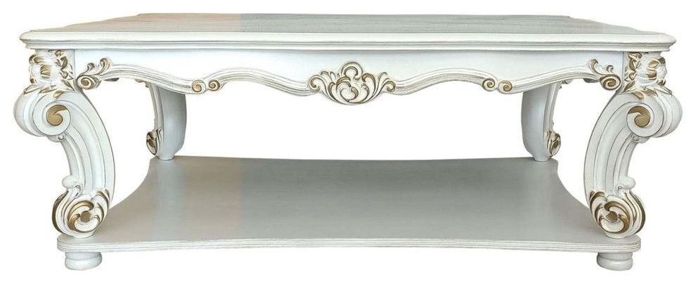 Classic Coffee Table  Curved Legs  ampUnique Carved Scrolled Detail  Antique Pearl   Victorian   Coffee Tables   by Decor Love  Houzz