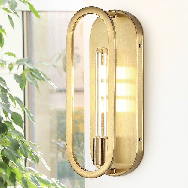 1 light Emilia Modern Bohemian Iron Led Sconce Brass Gold Jonathan Y