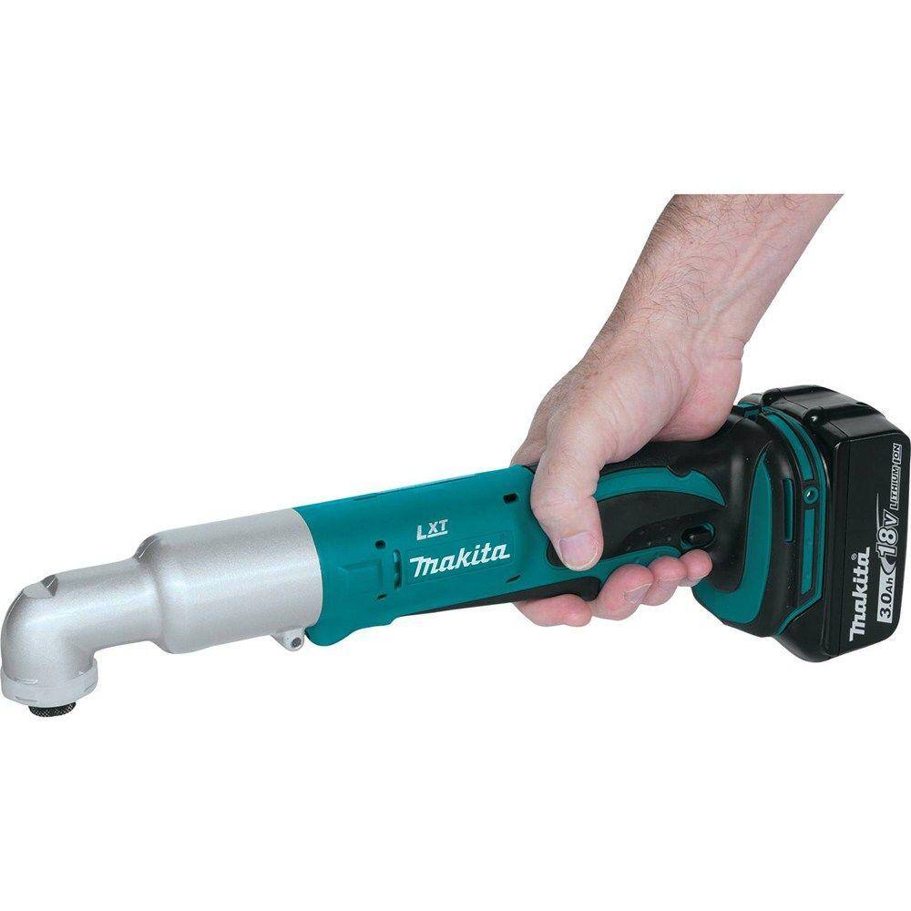 Makita 18V LXT Lithium-Ion 14 in. Cordless Angle Impact Driver Kit with (2) Batteries 3.0Ah Charger and Tool Bag XLT01