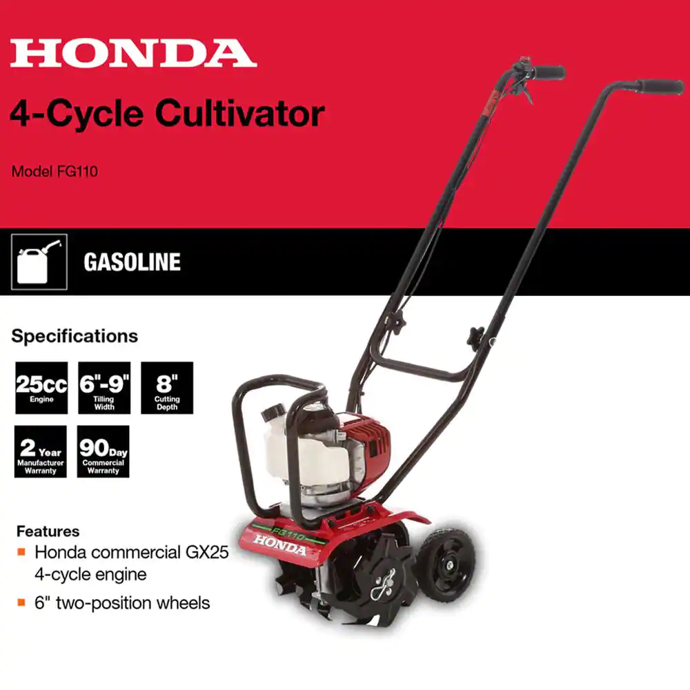 Honda FG110 9 in. 25 cc 4-Cycle Middle Tine Forward-Rotating Gas Mini Tiller-Cultivator