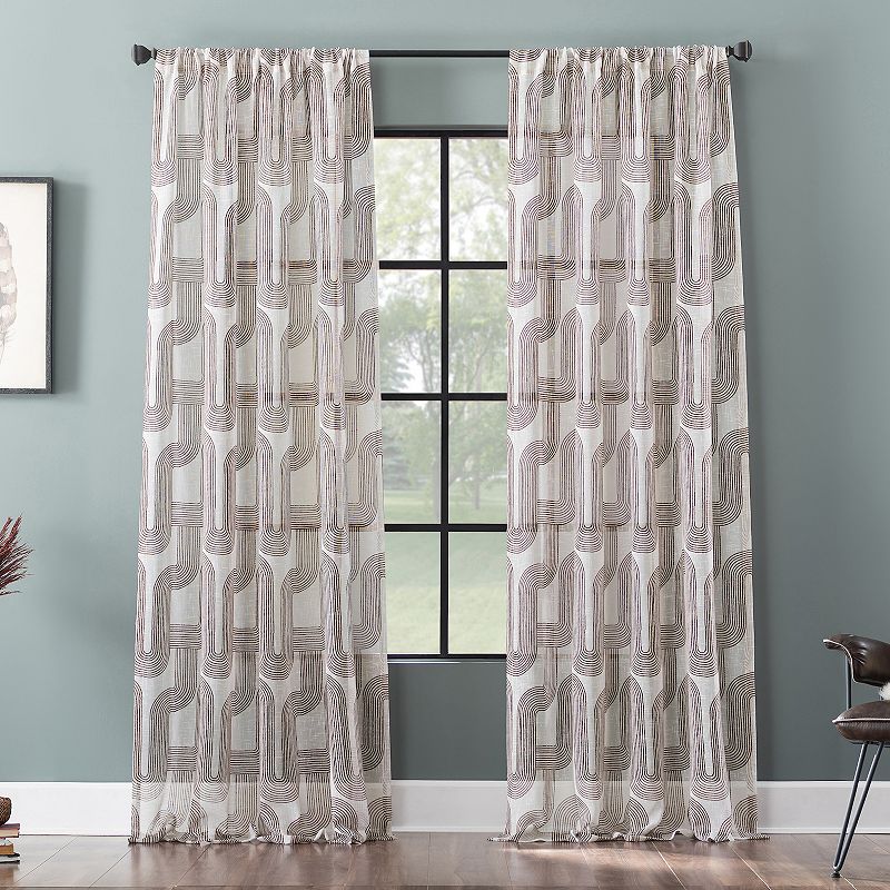 Archaeo Art Deco Curves Linen Blend Window Curtain