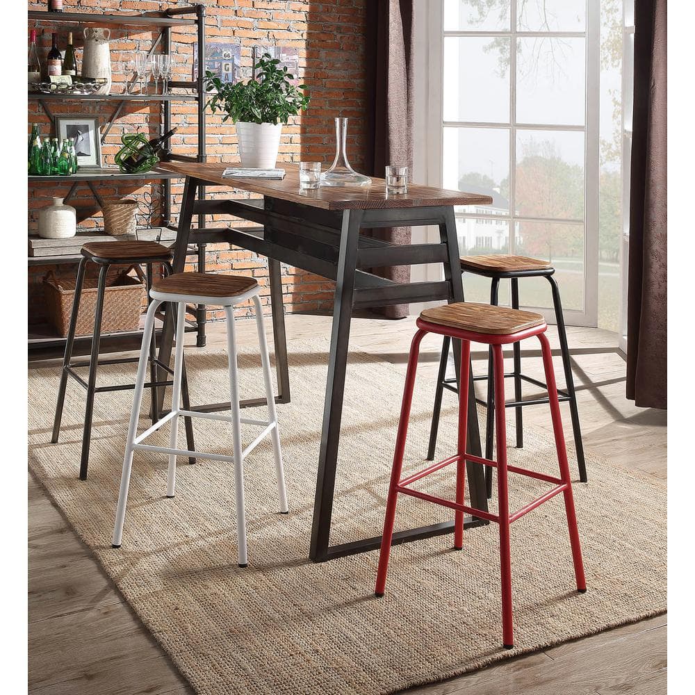 Acme Furniture Scarus 30 in. Natural and Red Bar Stool 72388