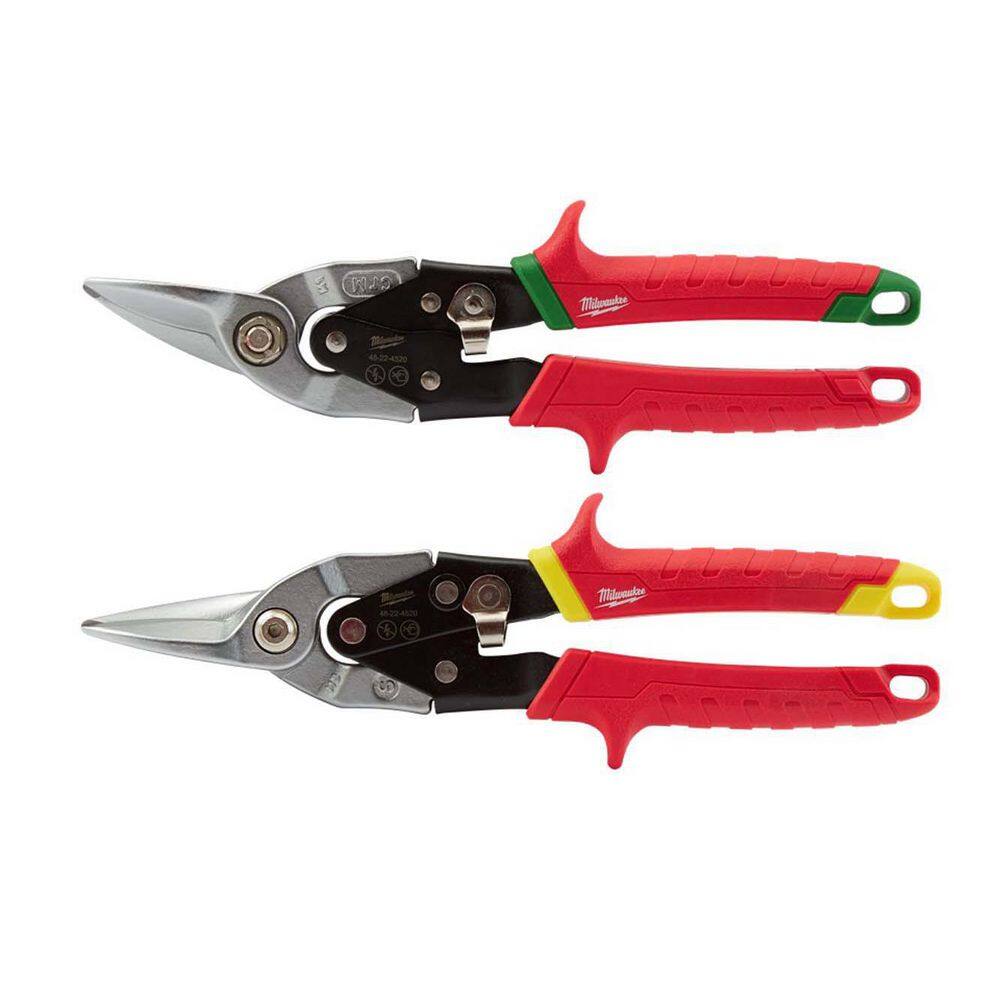 MW 10 in. Right-Cut Aviation Snips with 10 in. Straight-Cut Aviation Snips 48-22-4520-48-22-4530