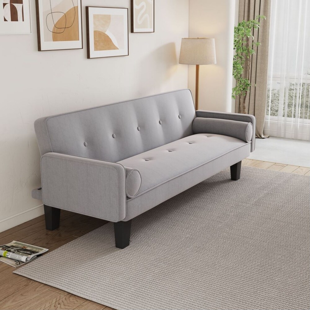 Cotton Linen Sofa convertible into sofa bed includes two pillows