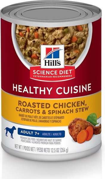 Hill's Science Diet Adult 7+ Healthy Cuisine Roasted Chicken， Carrots and Spinach Stew Canned Dog Food