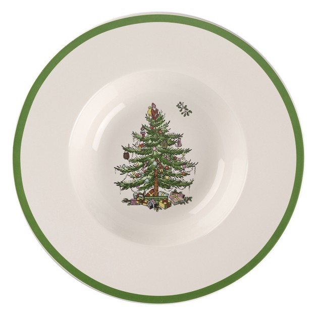 Spode Christmas Tree Rimmed 10 Inch Pasta Bowl 10 Inch