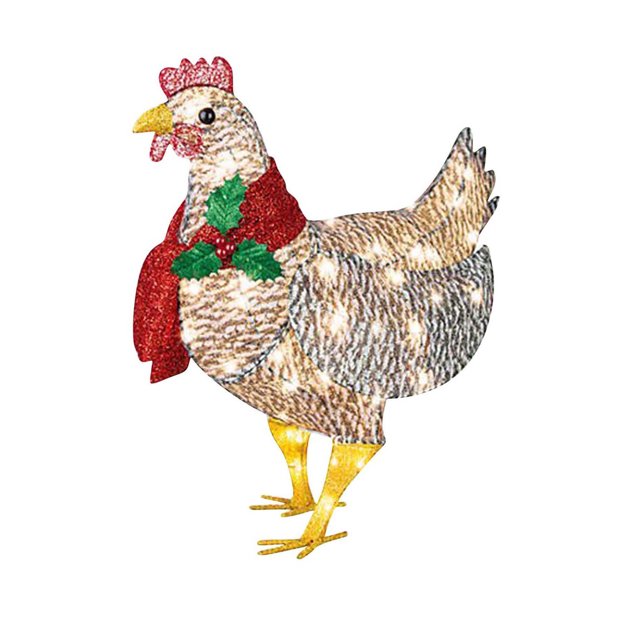 Christmas Chicken Light Funny Scarf Rooster 2022 Christmas Tree Decorations Courtyard Solar Powered Lamp Outdoor Party Ornaments