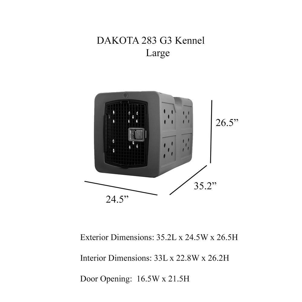 DAKOTA 283 Dakota G3 Framed Door Kennel with Dakota Guard Antimicrobial - Large - Dark Granite D2-AM-G3LRG-DAR