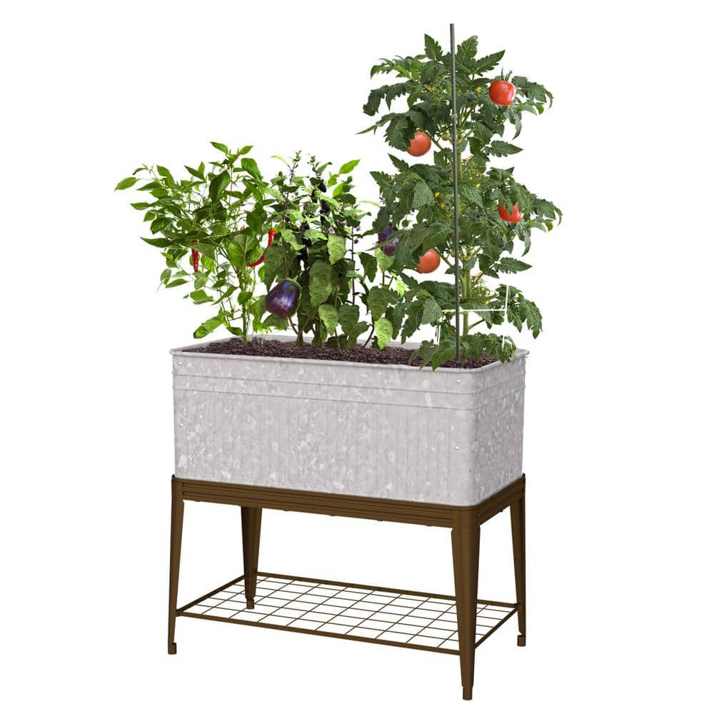 Vintage Metal Stand Up Raised Planter with Stand 83479