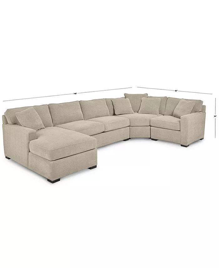 Furniture Radley 4-Pc. Fabric Chaise Sectional Sofa with Wedge Piece