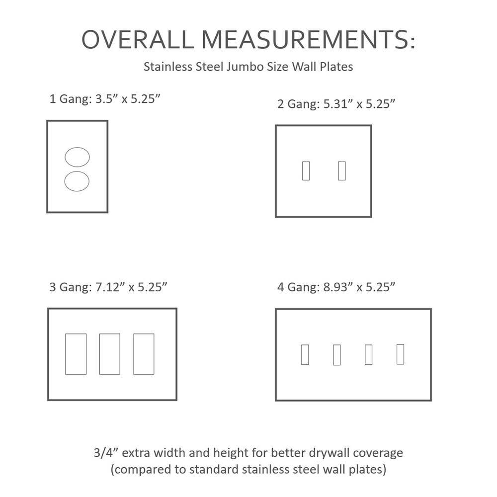 Legrand Pass  Seymour 302304 SS 2 Gang 1 Toggle 1 Duplex Oversized Wall Plate Stainless Steel (1-Pack) SSO18