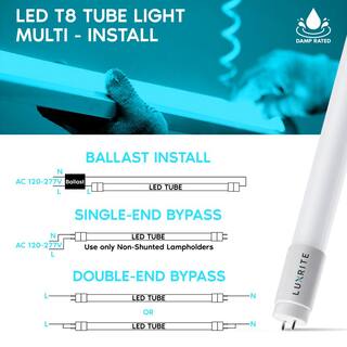 LUXRITE 32-Watt Equiv. 4 ft. Linear Tube T8 LED Light Bulb Ballast and Ballast Bypass Compatible 13W 4000K Cool White (4-Pack) LR34192-4PK