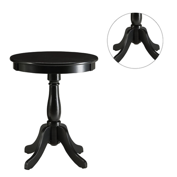 Wooden Side Table with Pedestal Base in Black