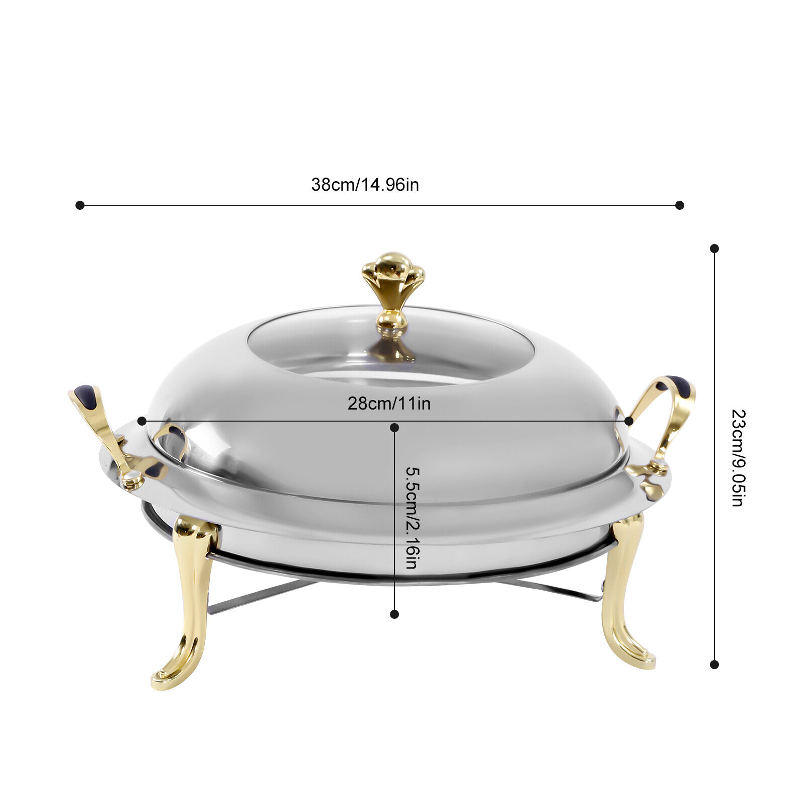 Miumaeov 3.17QT Stainless Steel Chafer Buffet Chafing Dish Set with Frame and Lid， Adjustable Fire for Home and Restaurant