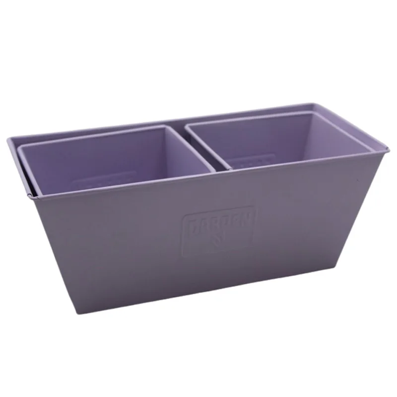 Iron Rectangle Planter Both Side Garden Embossed Purple Powder Coated Garden Pots For Garden Supplies