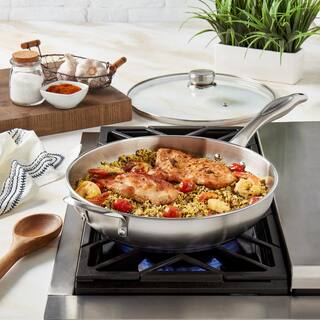 Frigidaire 12 in. Silver Stainless Steel Assist Handle Induction Ready Frying Pan with Lid FR-14883-EC