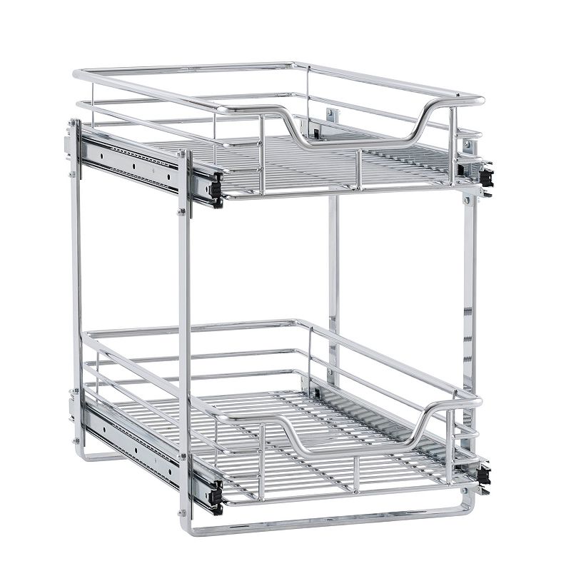 Household Essentials Glidez 2-Tier 11.5-inch Wide Dual Sliding Under Cabinet Organizer