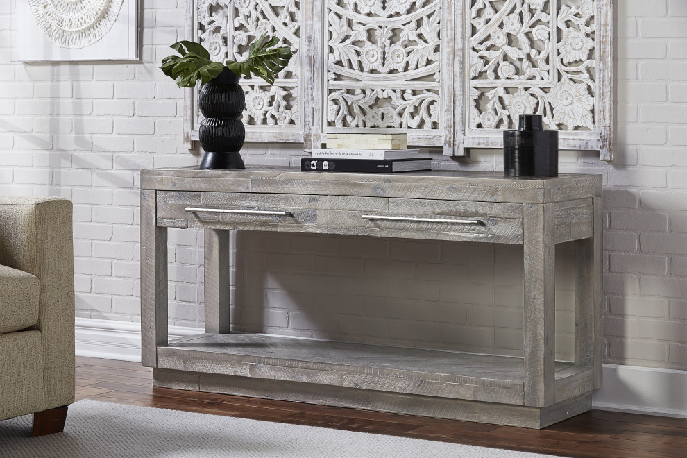 Modus Alexandra Solid Wood Rectangular Console in Rustic Latte   Farmhouse   Console Tables   by AMOC  Houzz