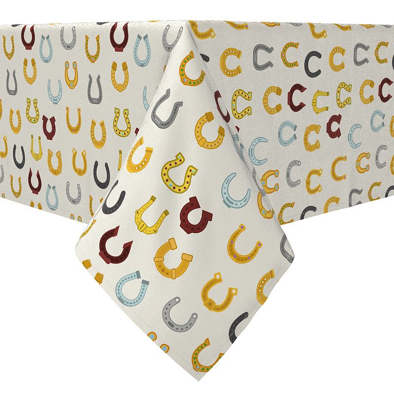 Square Tablecloth， 100% Cotton， 60x60， Horseshoe Icons