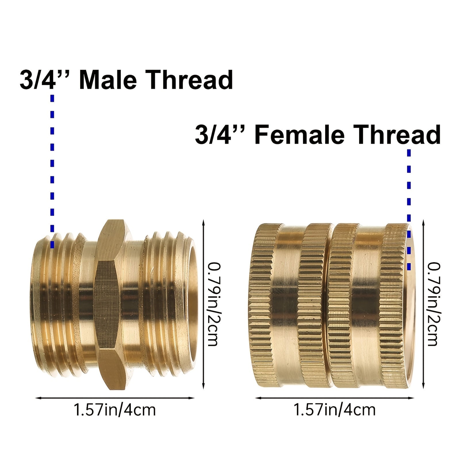 4Packs Garden Hose Adapter  3/4” GHT Thread Brass Garden Hose Connector Include Double Female Dual Swivel And Double Male