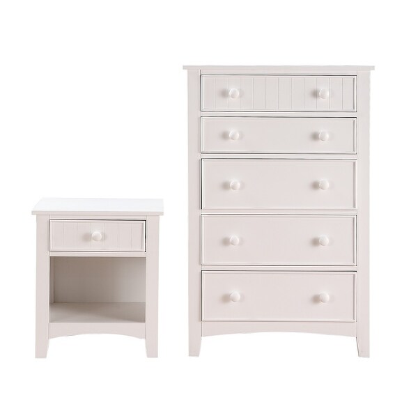 Wooden Nightstand With 1 Drawer In White Finish - - 36129932