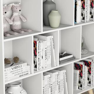 FUFUGAGA 42.1 in. H White Wooden 10-Shelf Freestanding Standard Bookcase Display Bookshelf KF21010001-120