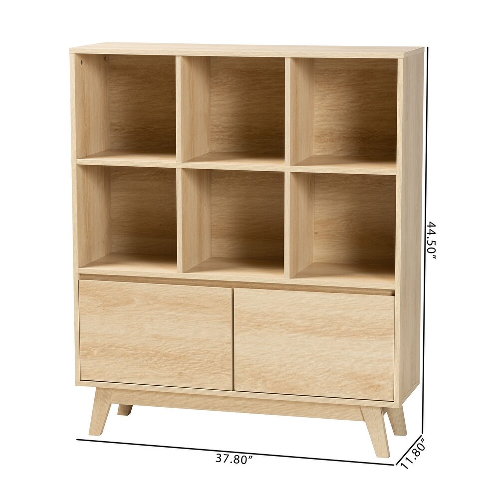 Danina Japandi Oak Brown Finished Wood Bookshelf