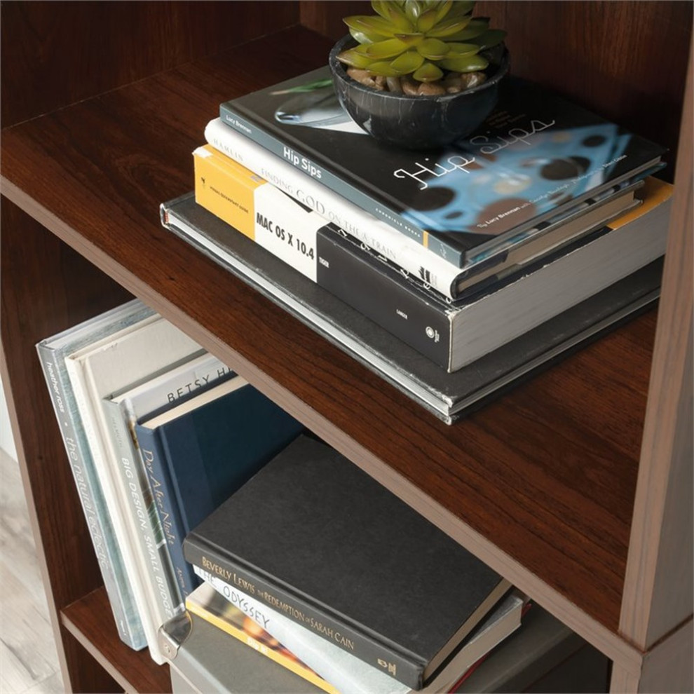 Sauder Beginnings Engineered Wood 5 Shelf Bookcase in Cinnamon Cherry   Bookcases   by Homesquare  Houzz