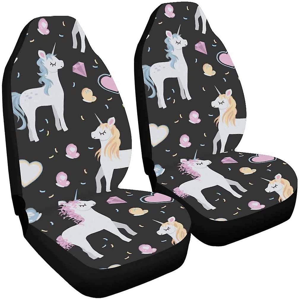 Set Of 2 Car Seat Covers Unicorn Color Universal Auto Front Seats Protector Fits For Car，suv Sedan，truck D 73410