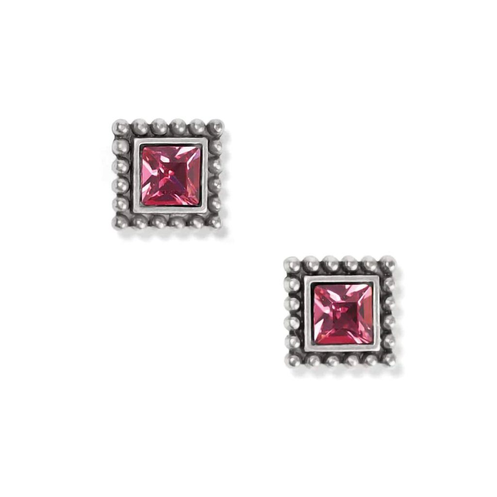 Brighton Sparkle Square Mini Post Earrings in Silver Pink