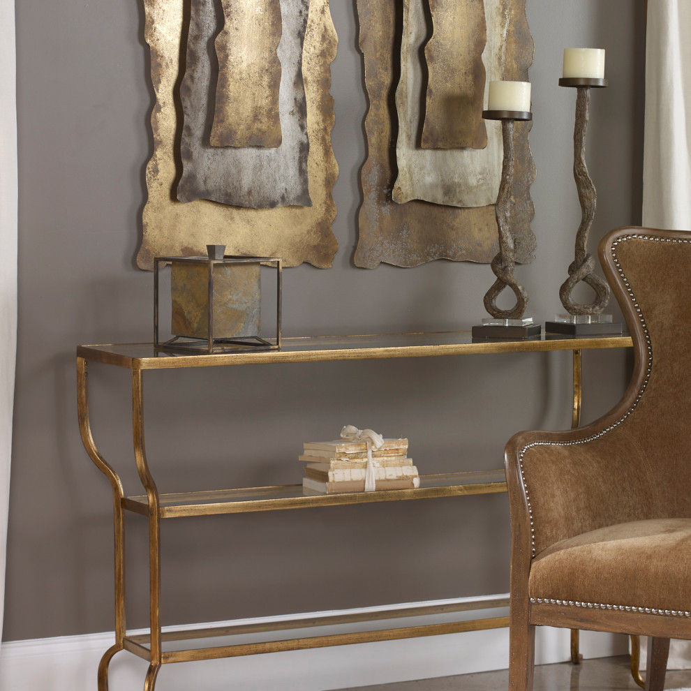 Uttermost Deline Gold Console Table   Contemporary   Console Tables   by HedgeApple  Houzz