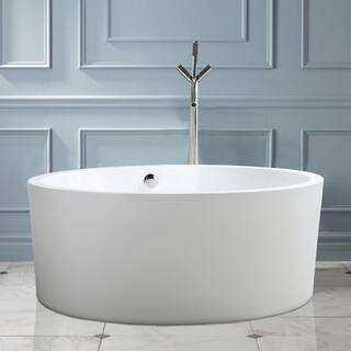 Vanity Art Troyes 59 in. Acrylic Flatbottom Freestanding Bathtub in White VA6810