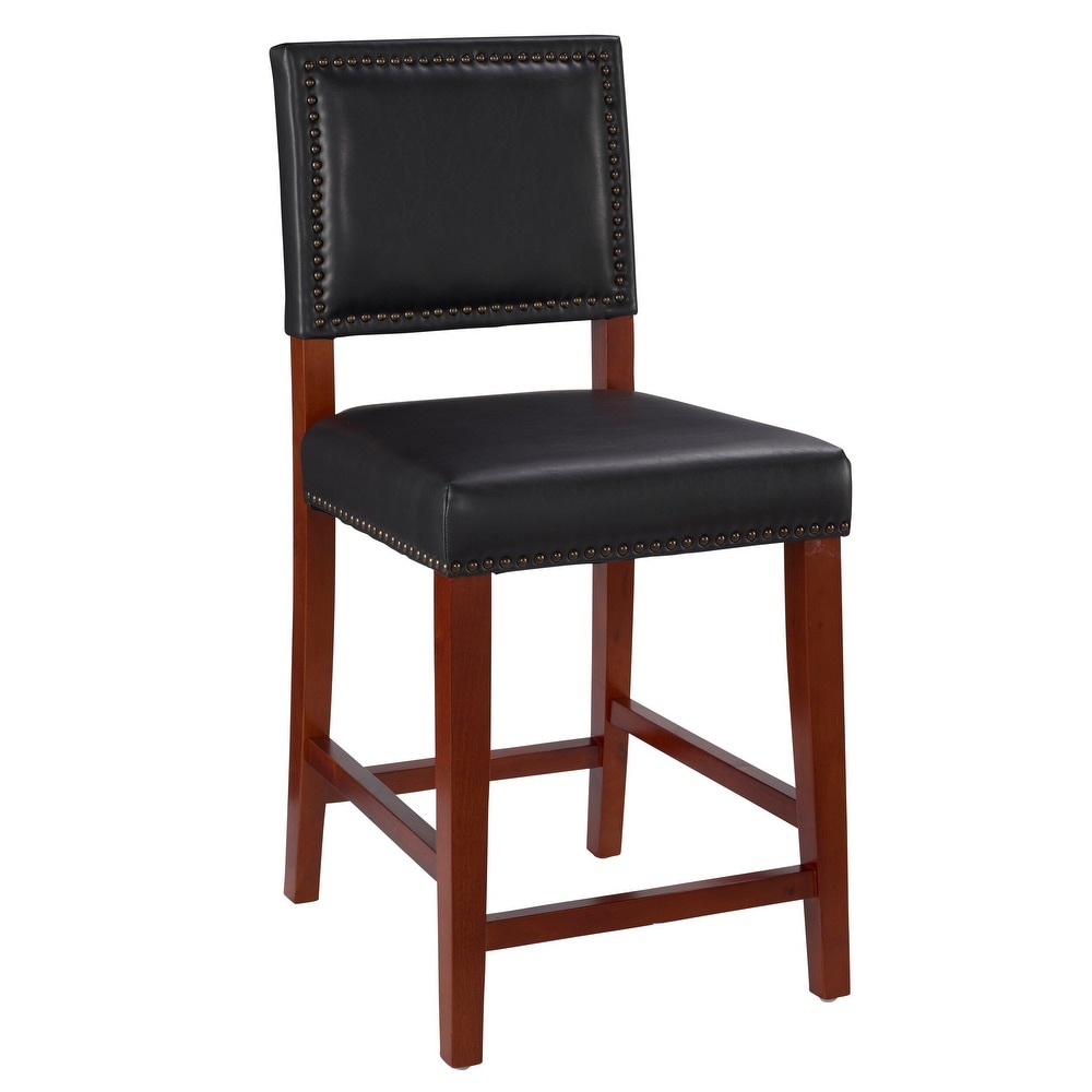 Linon Durlesti 24 inch Black Faux Leather Counter Stool